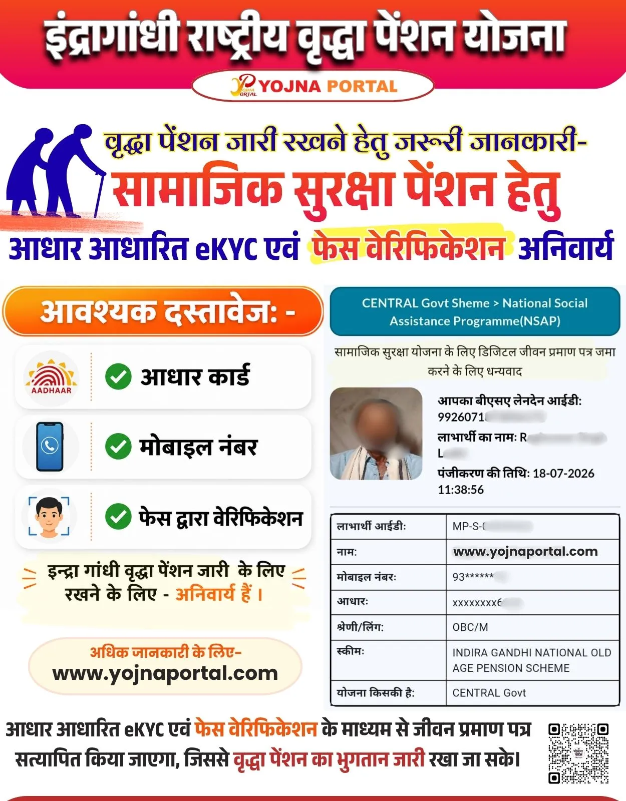 Old Age Pension Ekyc Poster | www.YojnaPortal.com