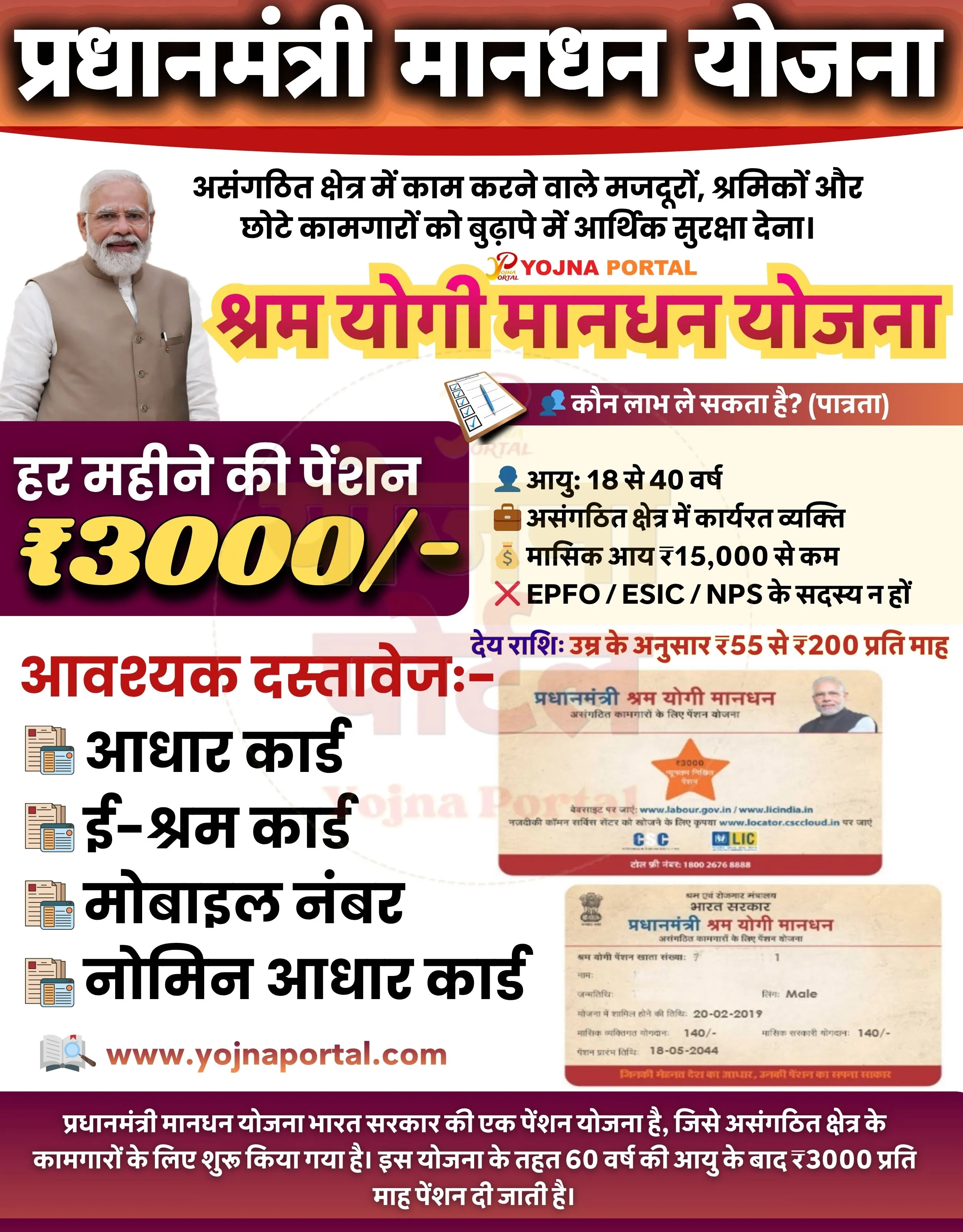 Pmsym Mandhan Yojana | www.YojnaPortal.com